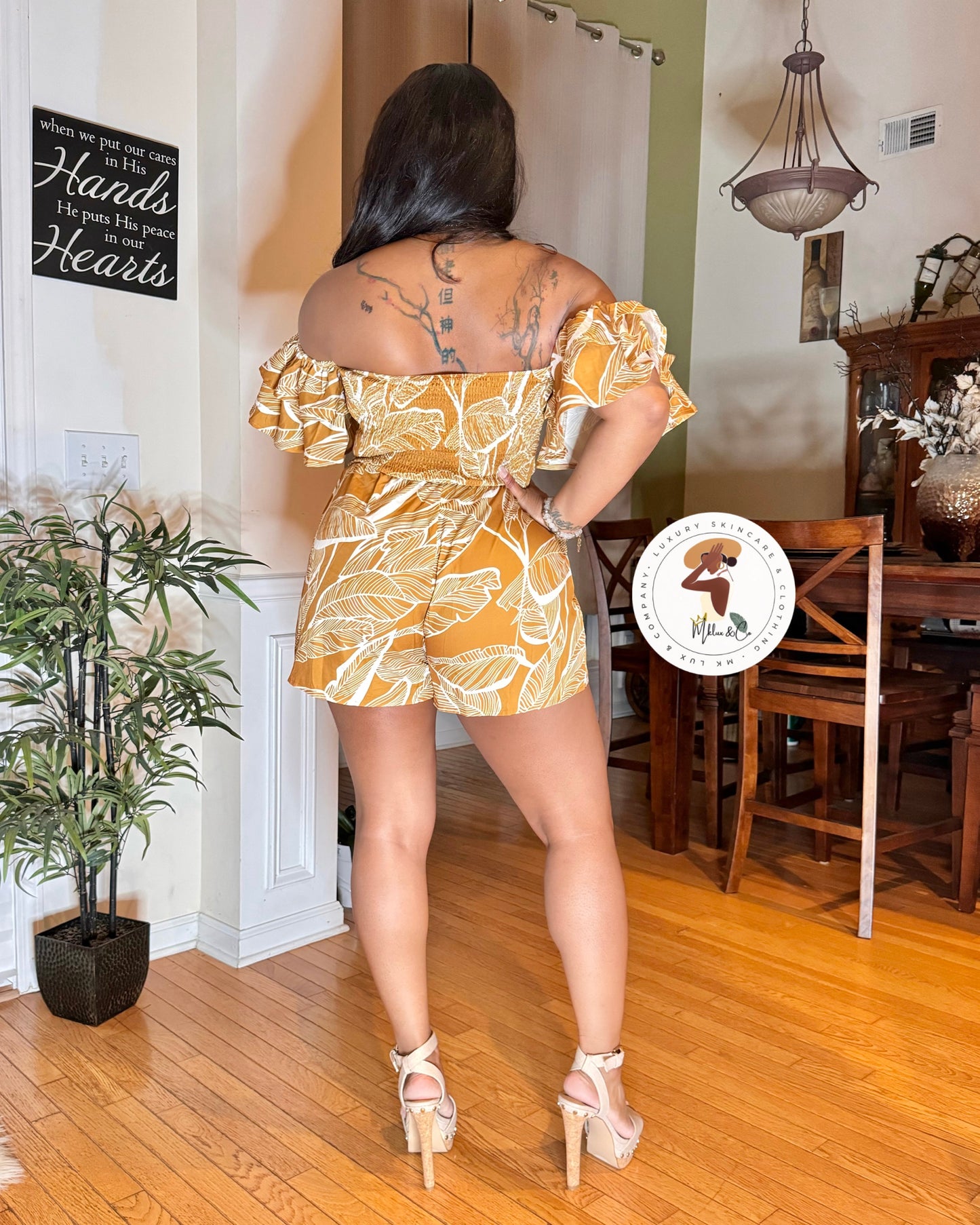 Kalei Orange Romper